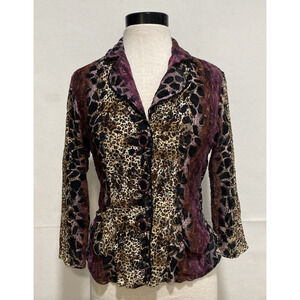 Alberto Makali Women's Small Snap Front Animal Print Long Sleeve Evening Jacket‎